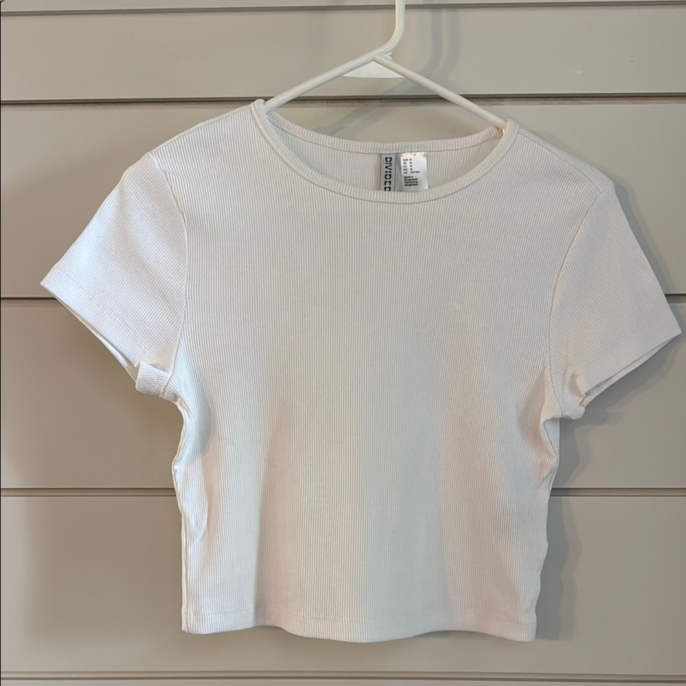 Divided White Short Sleeve Crop Tee